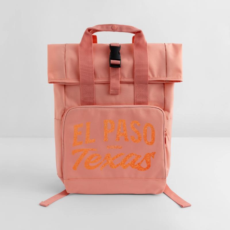 El Paso Texas Script Logo Rolltop Rucksack mit zwei Griffen