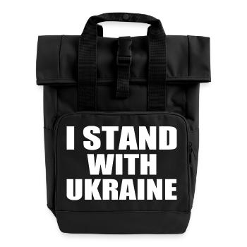 I stand with ukraine - Roll Top Backpack with Two Handles - black - Front