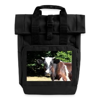 Kuh Poster - Rolltop Rucksack mit zwei Griffen - Schwarz - Vorne