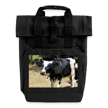 Kuh Poster - Rolltop Rucksack mit zwei Griffen - Schwarz - Vorne