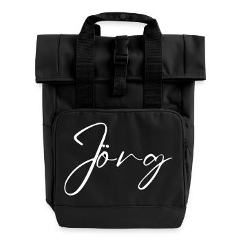 Jörg Name T-Shirt Gift for Men - Roll Top Backpack with Two Handles - black - Front