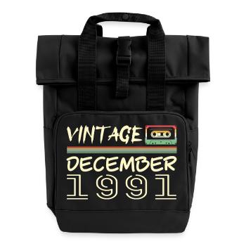 1991 Dezember 1991 Jubiläum Dezember 1991 - Rolltop Rucksack mit zwei Griffen - Schwarz - Vorne
