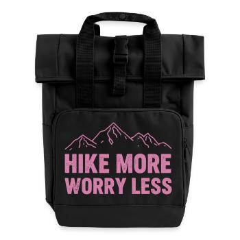 Hike More Worry Less – Outdoor Adventure Quote - Roll Top Backpack with Two Handles - black - Front