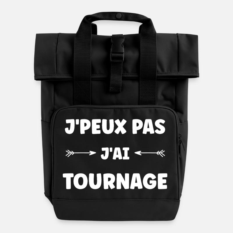 J'peux pas j'ai tournage - Sac à dos Roll Top à deux anses - noir