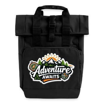 L’aventure attend – Boussole de la forêt de montagne - Sac à dos Roll Top à deux anses - noir - Devant