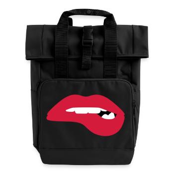 Des lèvres chaudes et pulpeuses veulent vous séduire - Sac à dos Roll Top à deux anses - noir - Devant