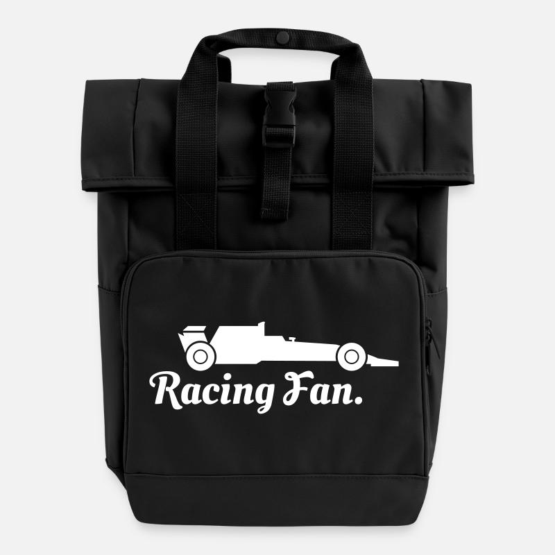 Motorsport Fan - Roll Top Backpack with Two Handles - black