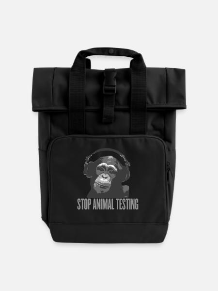 Stop Animal Testing by wam - Rolltop Rucksack mit zwei Griffen - Schwarz