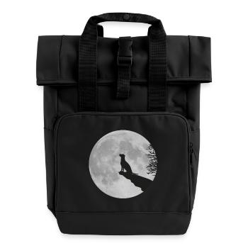 Vollmond Klippe Hund Dog Labrador Werwolf heulen - Roll Top Backpack with Two Handles - black - Front