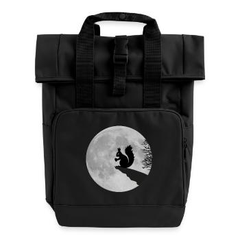 Nuit de pleine lune lune écureuils Acorn - Sac à dos Roll Top à deux anses - noir - Devant