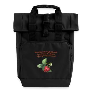 Strawberries- Erdbeeren - Rolltop Rucksack mit zwei Griffen - Schwarz - Vorne