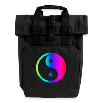 Rainbow Ying Yang - Roll Top Backpack with Two Handles - black - Front