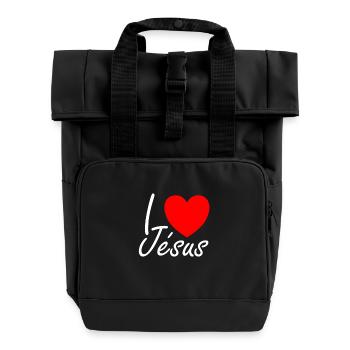 I love Jesus - Rolltop Rucksack mit zwei Griffen - Schwarz - Vorne