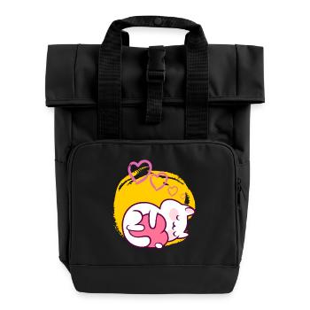 Katzen, Katze, Katzenliebhaber, Katzenfreund - Rolltop Rucksack mit zwei Griffen - Schwarz - Vorne