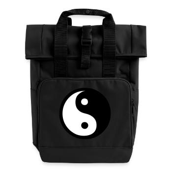 yin yang Wellness fernöstlich feng shui china - Rolltop Rucksack mit zwei Griffen - Schwarz - Vorne