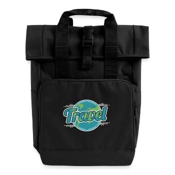 Monde Voyage Voyage Terre Wanderlust voyage autour du monde vacances - Sac à dos Roll Top à deux anses - noir - Devant