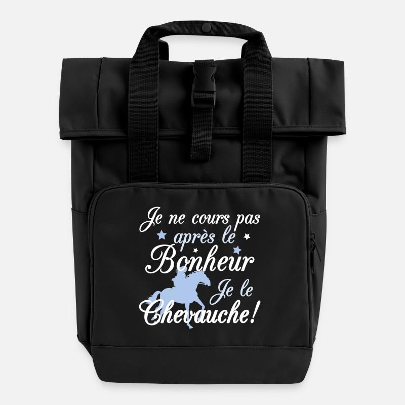 Cheval - le bonheur - Sac à dos Roll Top à deux anses - noir