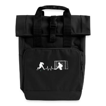 cadeau rythme cardiaque rondelle de hockey du rythme cardiaque de glace - Sac à dos Roll Top à deux anses - noir - Devant