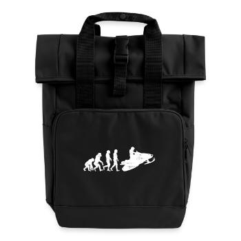 Schneemobil evolution geschenk schnee schlitten - Rolltop Rucksack mit zwei Griffen - Schwarz - Vorne