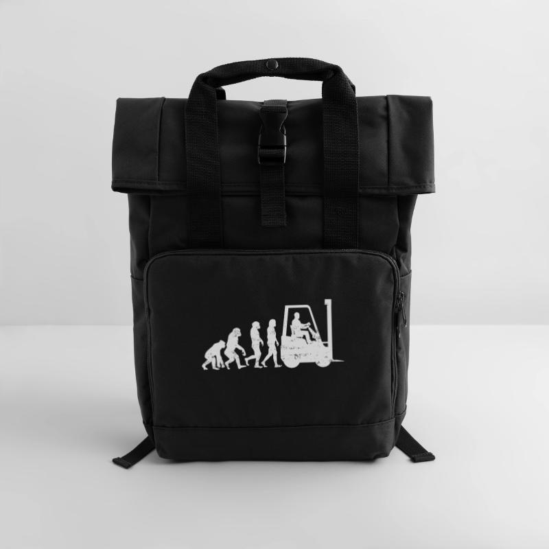 Forklift driver Evolution forklift gift Roll Top Backpack with Two Handles