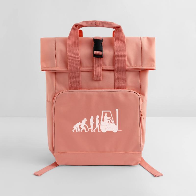 Forklift driver Evolution forklift gift Roll Top Backpack with Two Handles