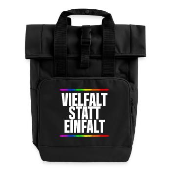 VIELFALT STATT EINFALT - Rolltop Rucksack mit zwei Griffen - Schwarz - Vorne