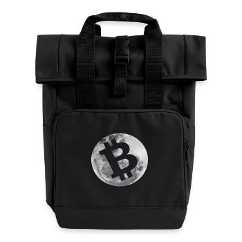 Bitcoin to the moon / Cryptocurrency / Gift Idea - Roll Top Backpack with Two Handles - black - Front