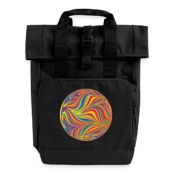 Colorful color wheel with running colors - Roll Top Backpack with Two Handles - black - Front