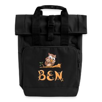 Eule Ben - Rolltop Rucksack mit zwei Griffen - Schwarz - Vorne