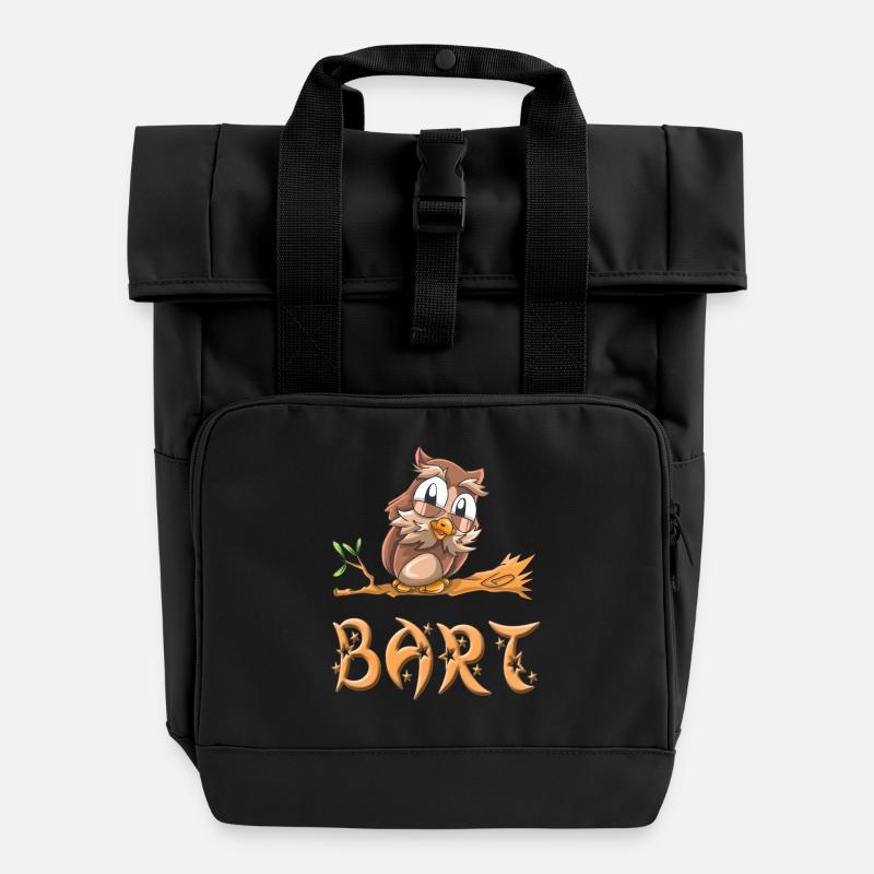 Eule Bart - Rolltop Rucksack mit zwei Griffen - Schwarz