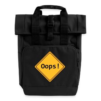 error, oops !, customizable - Roll Top Backpack with Two Handles - black - Front