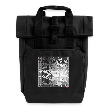 Labyrinth Rätsel - Rolltop Rucksack mit zwei Griffen - Schwarz - Vorne
