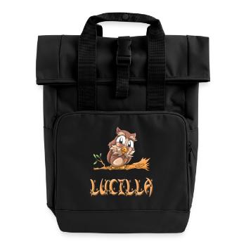 Eule Lucilla - Rolltop Rucksack mit zwei Griffen - Schwarz - Vorne