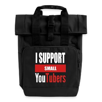Ich unterstütze kleine Youtubers WHT PNG - Rolltop Rucksack mit zwei Griffen - Schwarz - Vorne