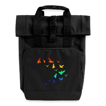 Vogelschwarm Vögel Regenbogen - Rolltop Rucksack mit zwei Griffen - Schwarz - Vorne