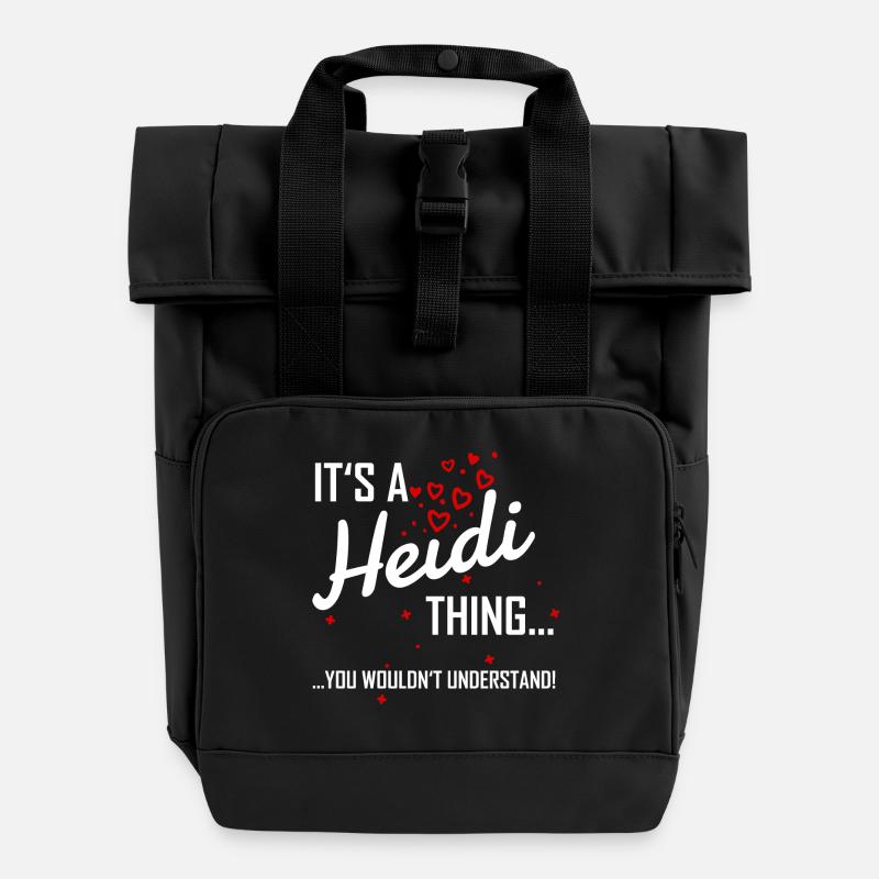 It's a Heidi thing you would not understand! Surname - Roll Top Backpack with Two Handles - black