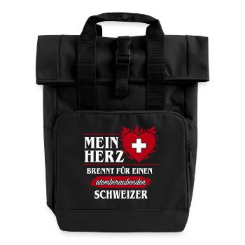 SCHWEIZER - MEIN HERZ BRENNT - Rolltop Rucksack mit zwei Griffen - Schwarz - Vorne