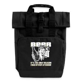 Beer Wakes Me Up Afternoon Gift - Roll Top Backpack with Two Handles - black - Front
