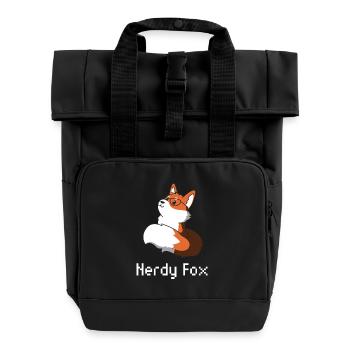 Fox nerd gift glasses animal cunning smart - Roll Top Backpack with Two Handles - black - Front