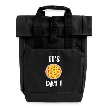 Pizza Day! Food gift - Roll Top Backpack with Two Handles - black - Front