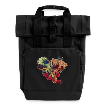 floraler Rücken (bis) - Rolltop Rucksack mit zwei Griffen - Schwarz - Vorne