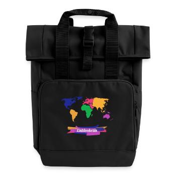 Discoverer world trip - Roll Top Backpack with Two Handles - black - Front