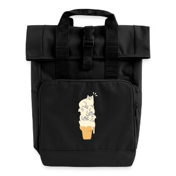 Katze auf Eis Katzen Kätzchen Haustier Geschenk - Rolltop Rucksack mit zwei Griffen - Schwarz - Vorne