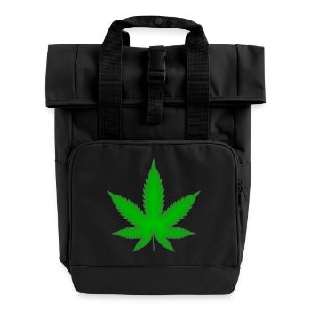 Marijuana leaf - Roll Top Backpack with Two Handles - black - Front