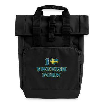 I LOVE SWEDISH PORN - Roll Top Backpack with Two Handles - black - Front