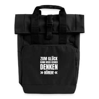 Kopfkino Genervt Provokant Beleidigen Ausrasten - Rolltop Rucksack mit zwei Griffen - Schwarz - Vorne