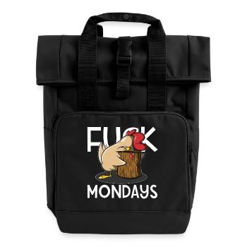 Fuck Mondays - Rolltop Rucksack mit zwei Griffen - Schwarz - Vorne