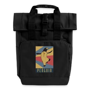 penguin - Roll Top Backpack with Two Handles - black - Front