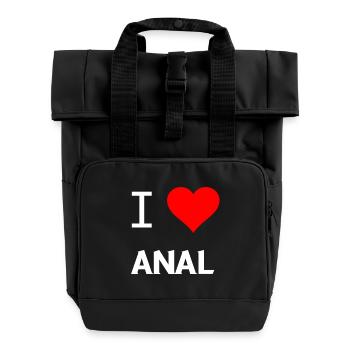 I love Anal Liebe Herz Sexualität Sex Geschenfke - Rolltop Rucksack mit zwei Griffen - Schwarz - Vorne