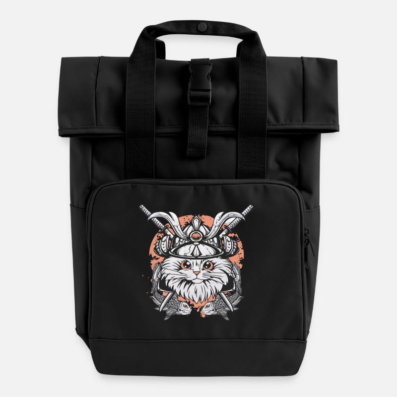 Kampfkatze Koi - Rolltop Rucksack mit zwei Griffen - Schwarz